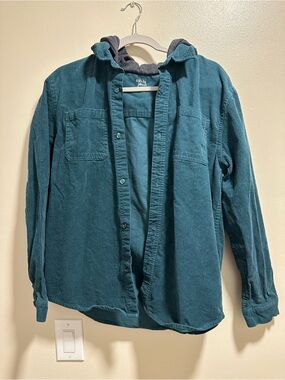 Kids Teal Hooded Corduroy Jacket - Colorful Planet